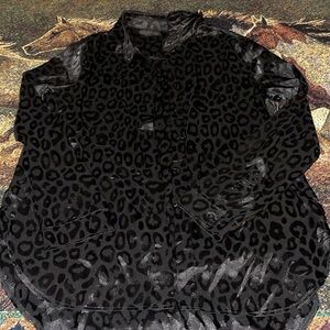 Black Leopard Button Up